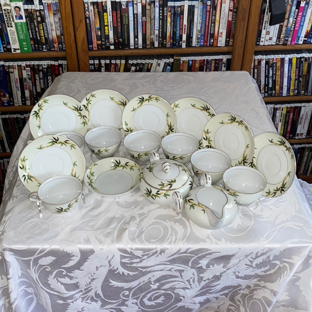 Bali Hai 7 Teacup 7 Saucers & Creamer Sugar Set ON SALE